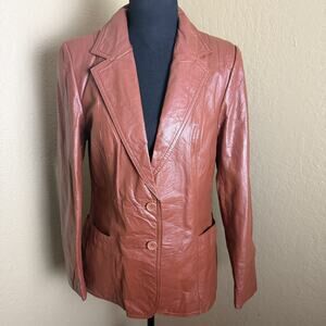 Vintage Anthony's Genuine Leather Blazer Jacket Brown Women's Size 12